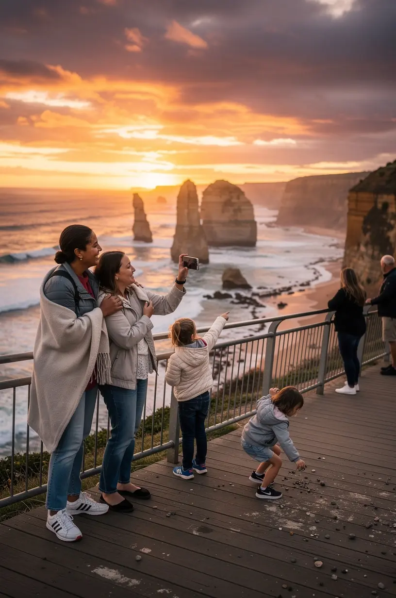 A family loading luggage into a car ready for a low-stress road trip on a scenic Australian highway.